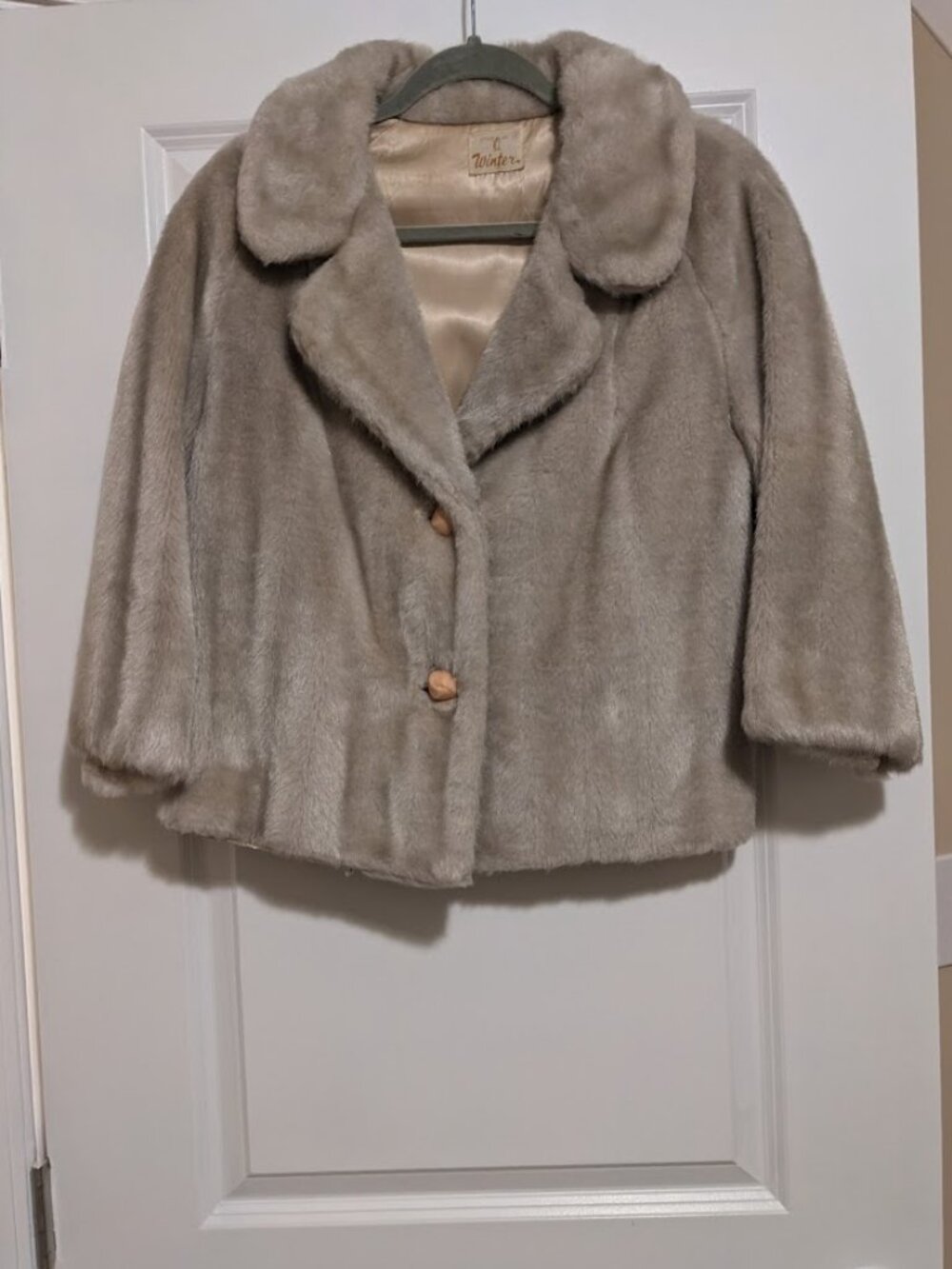 Vintage Styled by Winter Cream Faux Fur Jacket Coat Size M
